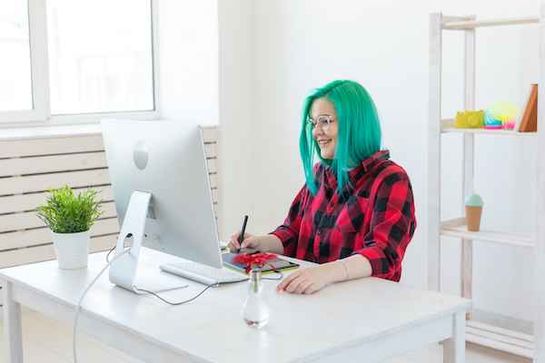 Artist creator drawing on a computer