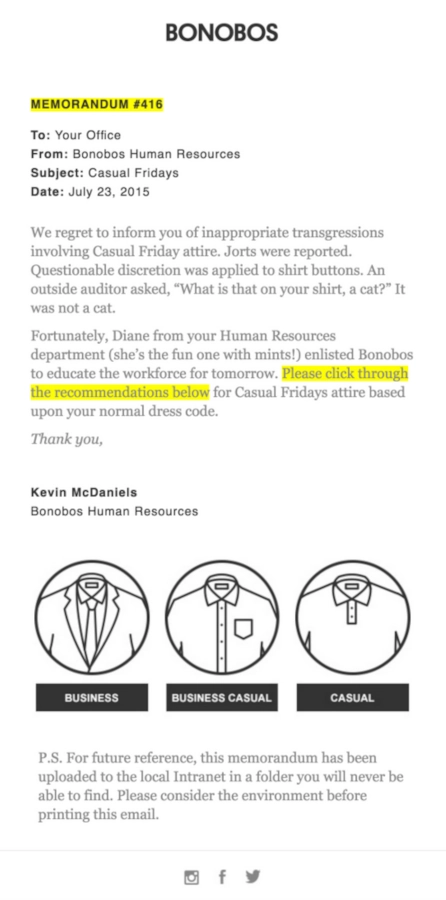 Bonobos email marketing trends example