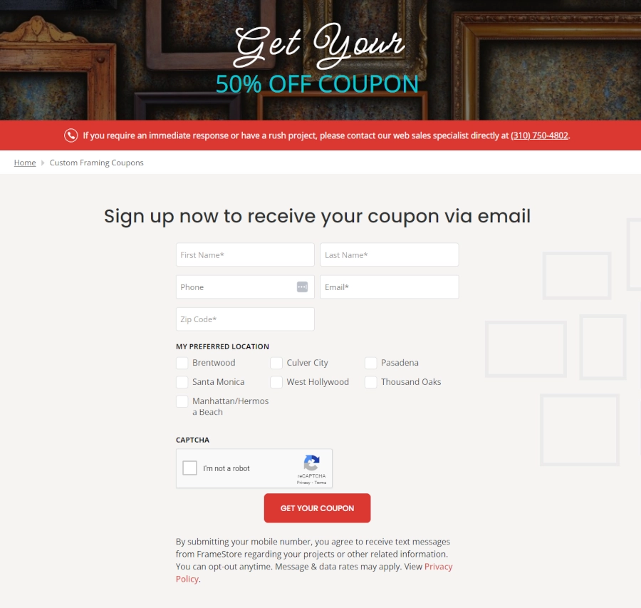 Screenshot of a coupon offer
