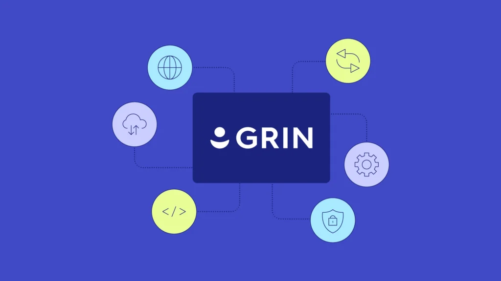 GRIN logo surrounded by icons