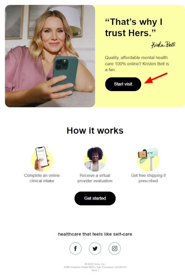 Screenshot of Hers ad