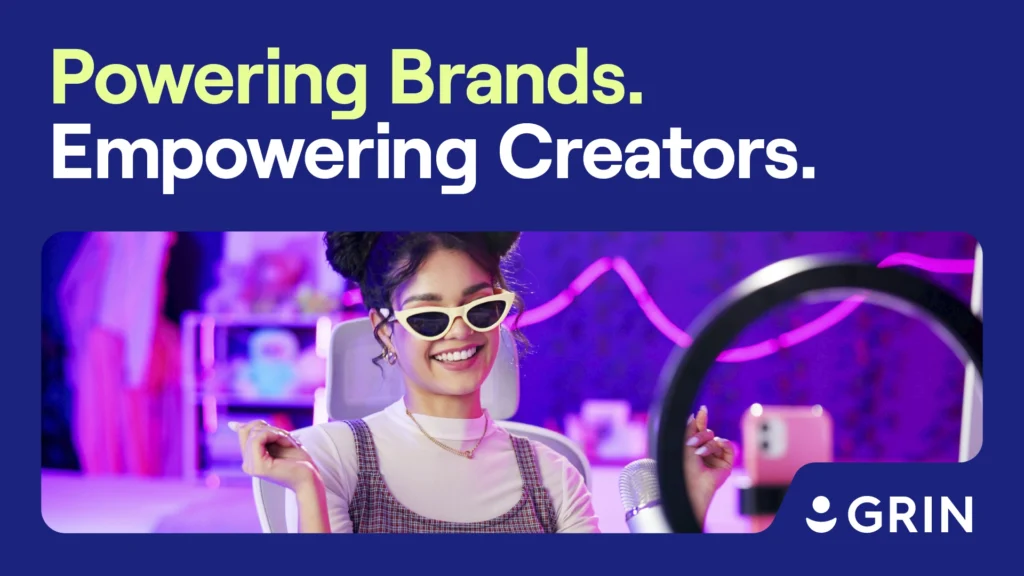 Powering Brands Empowering Creators title over a content creator