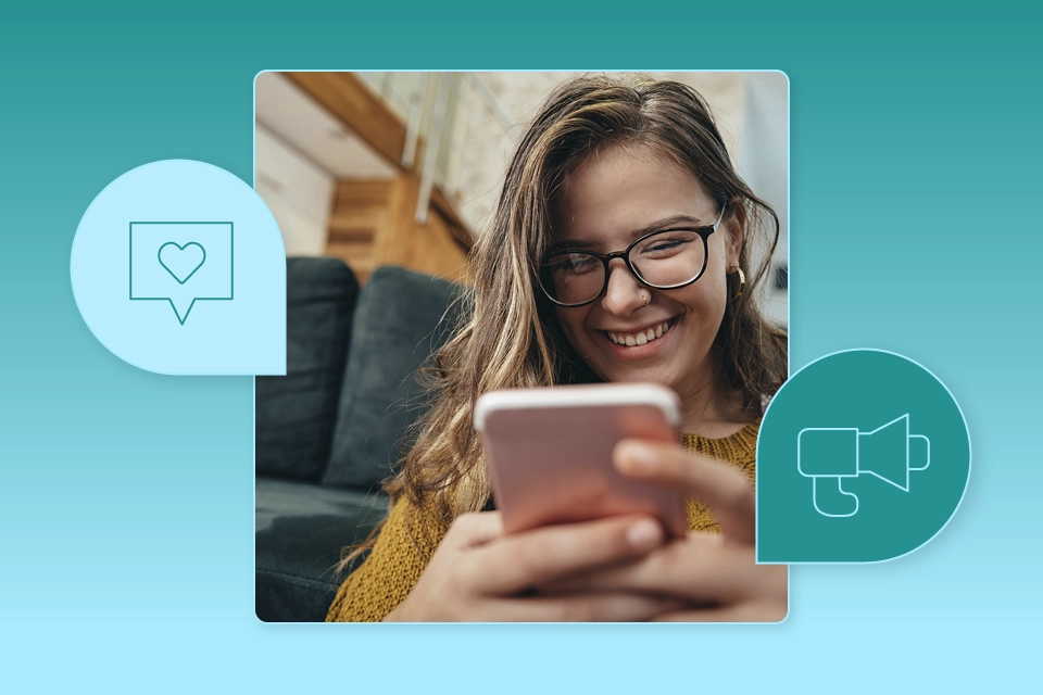 Stylized image of a woman on her phone