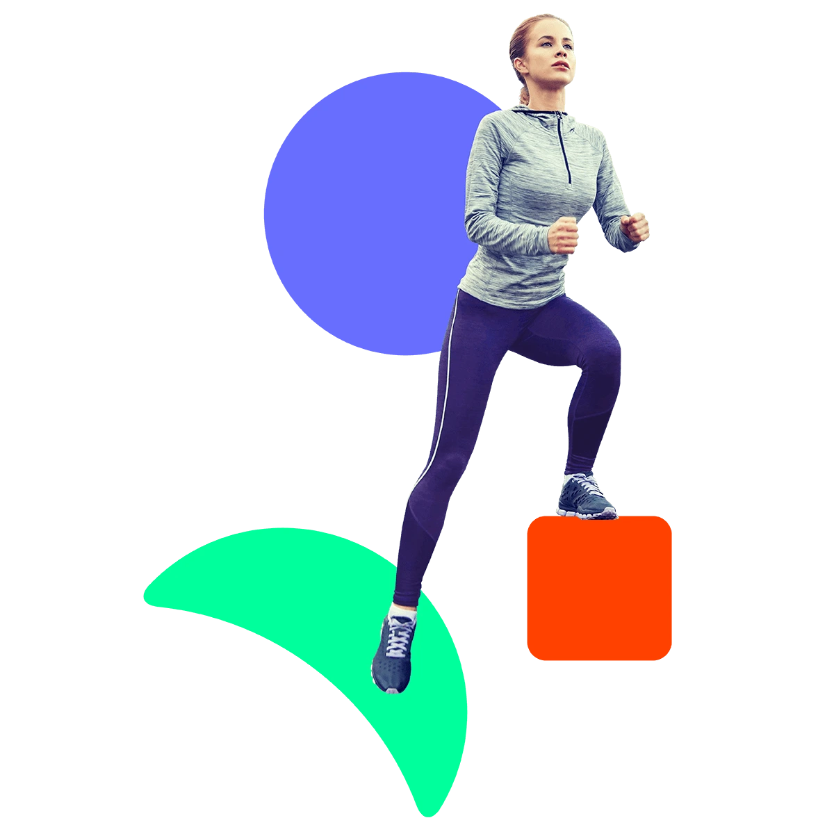 Woman exercising by shapes