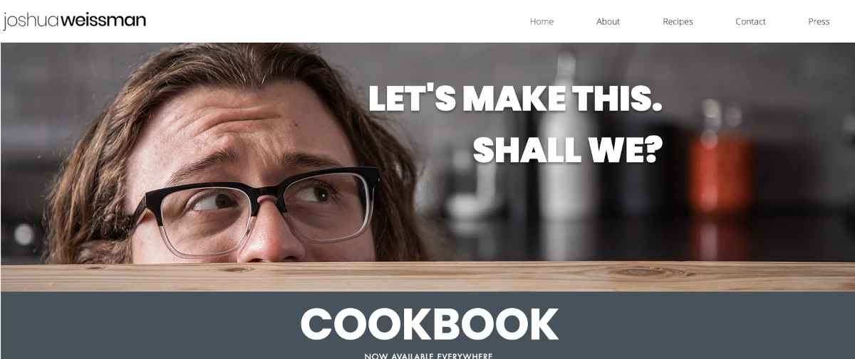 Screenshot of Joshua Weissman's site