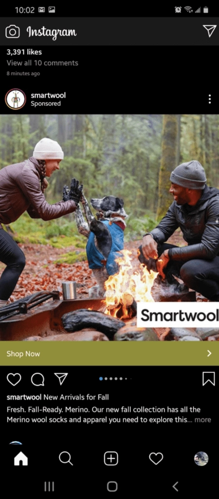 IG smartwool sponsored post