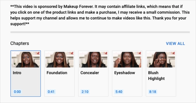 Screenshot of video disclaimer